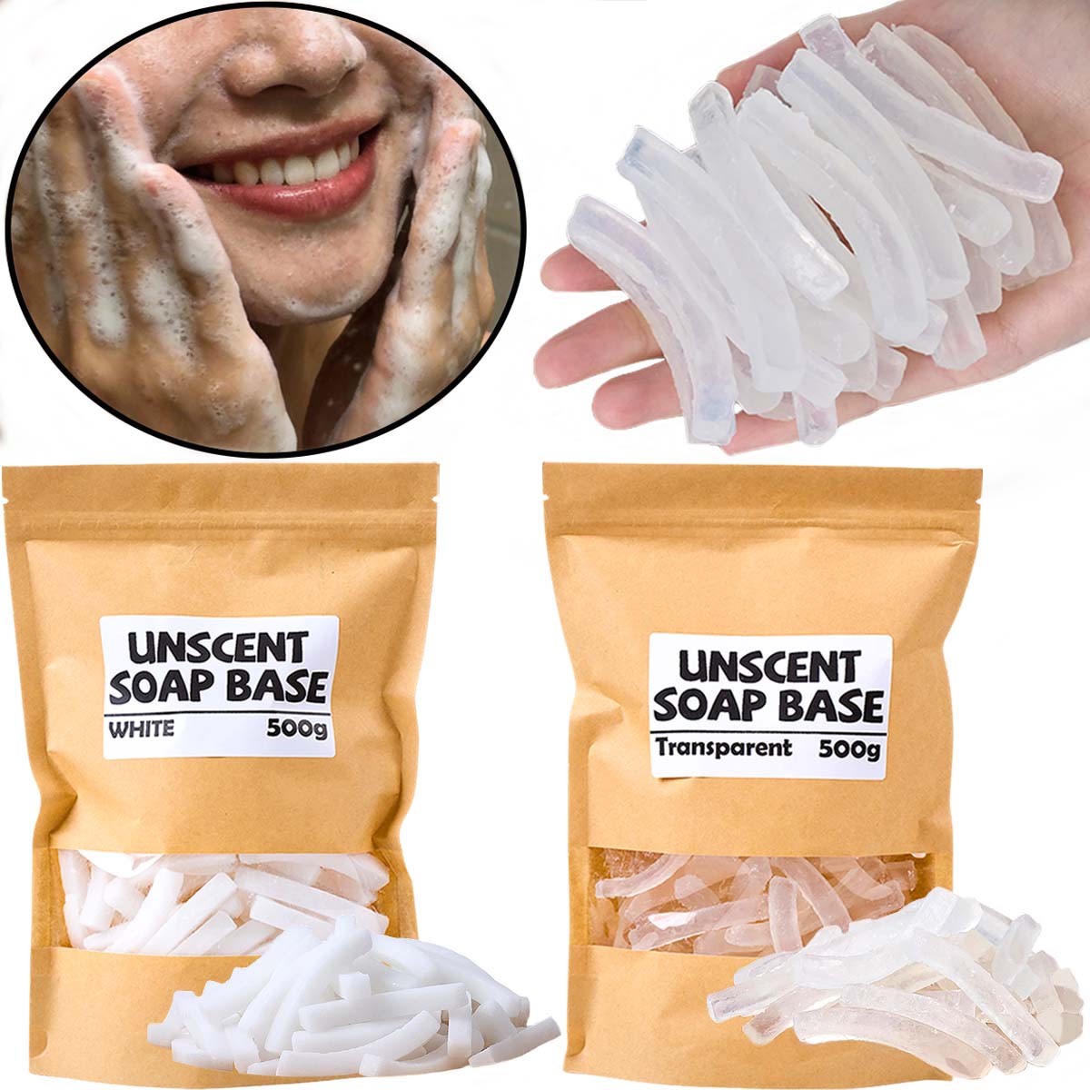 500g Transparent White Color S - đánh giá và giá Soap Making Base